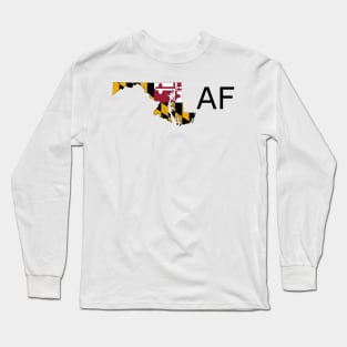 Maryland Flag State Outline AF (black) Long Sleeve T-Shirt